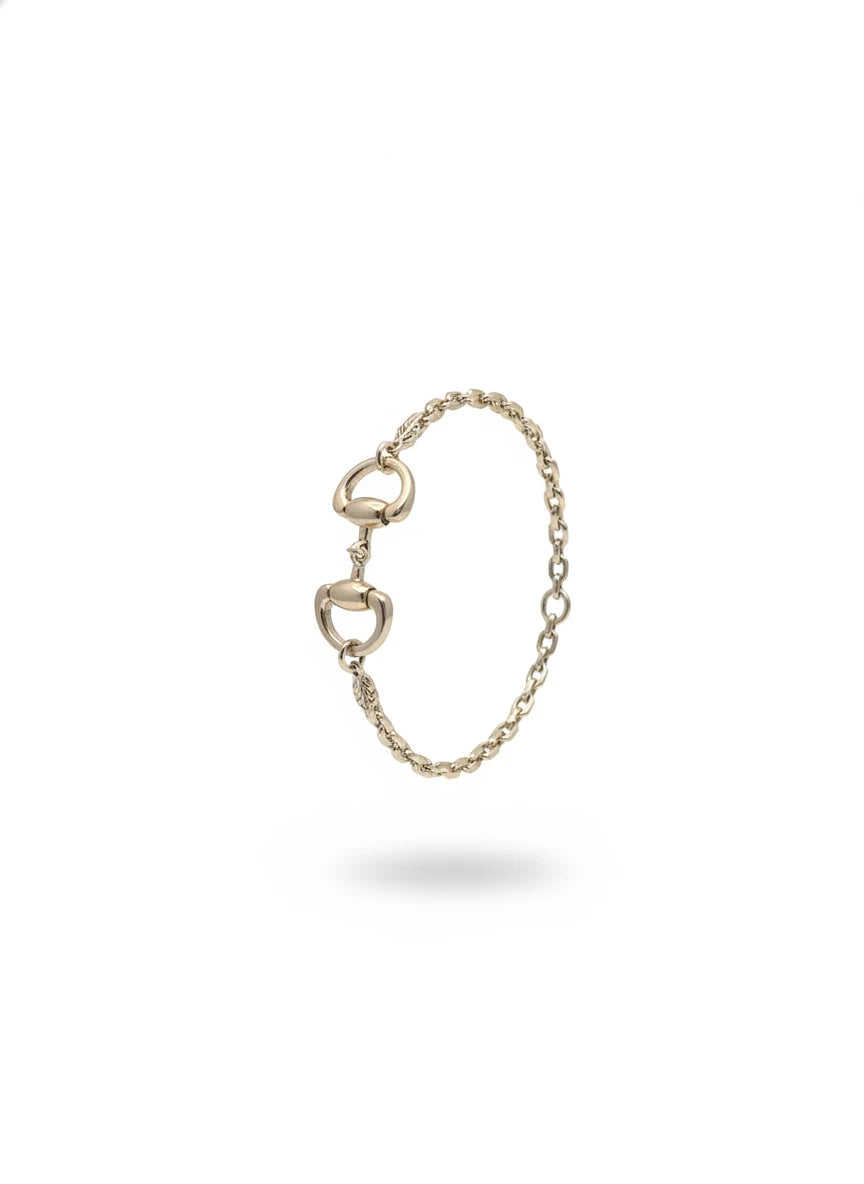 MATTE GOLD METAL HORSE BIT CHAIN LINK BRACELET