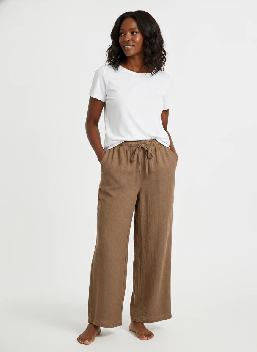 CAMILLE & CO BROWN LINEN PANTS