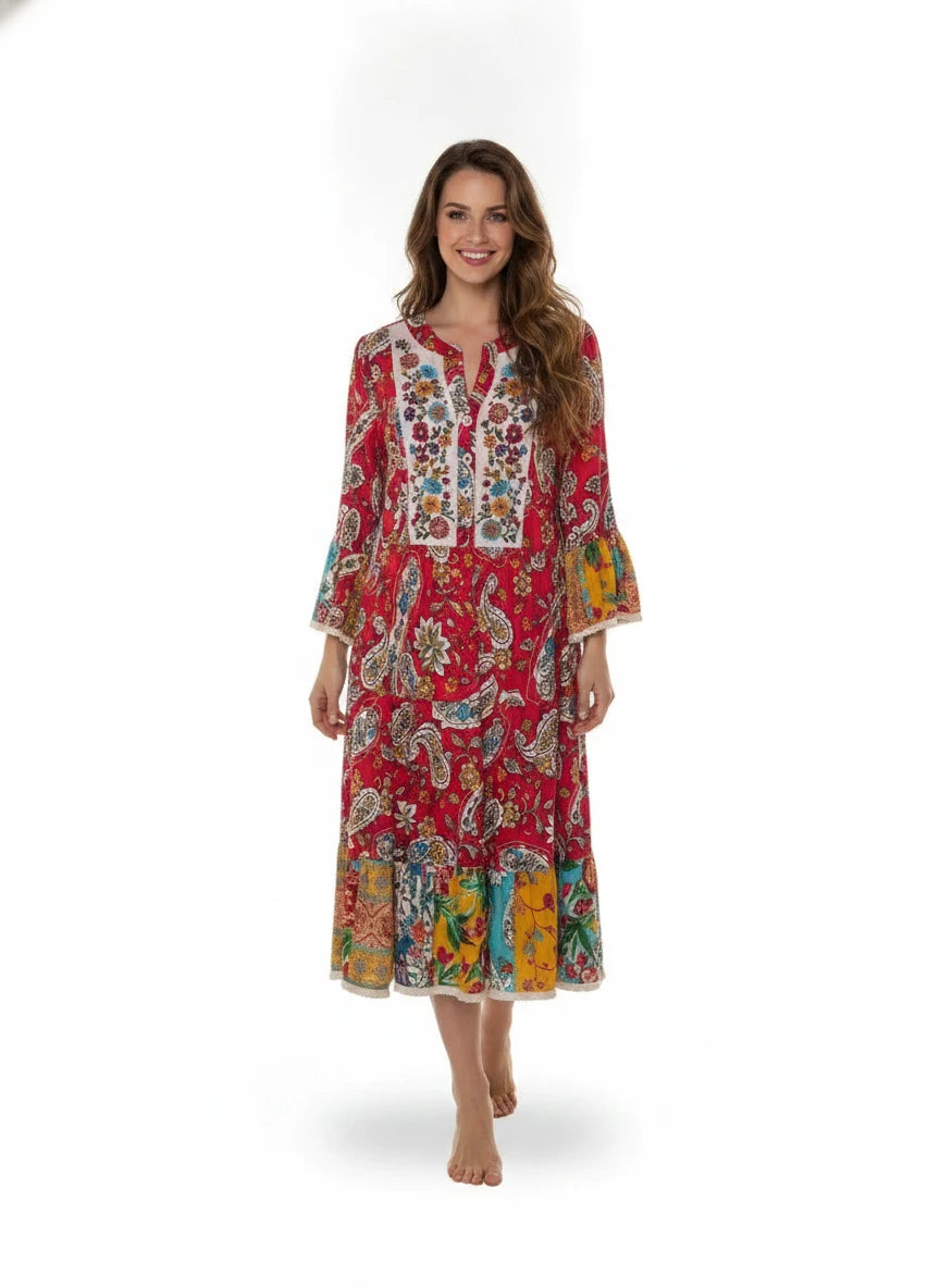 JOHN MARK FLORAL TIERED DRESS