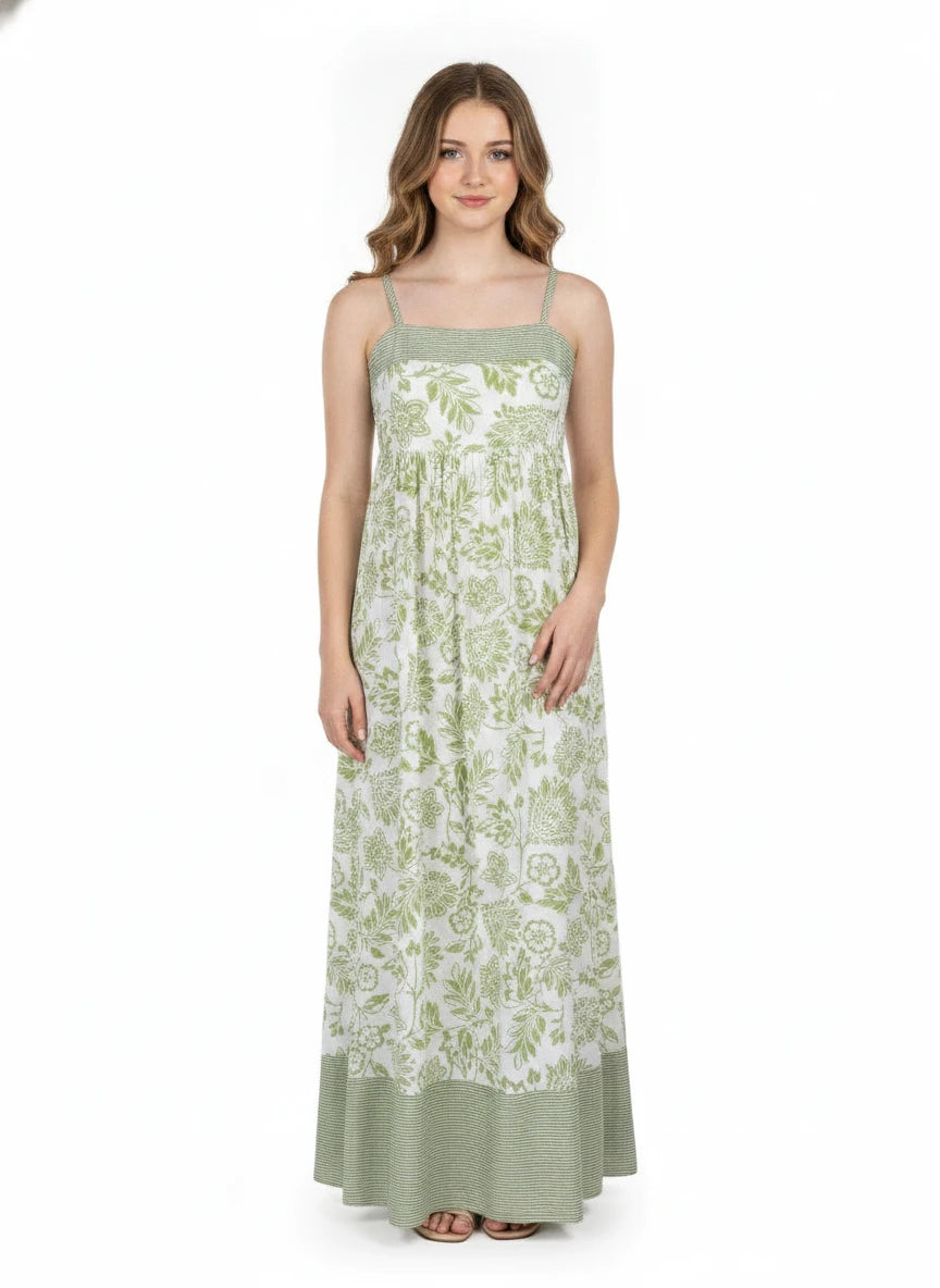 TCEC GREEN & WHITE MAXI Dress
