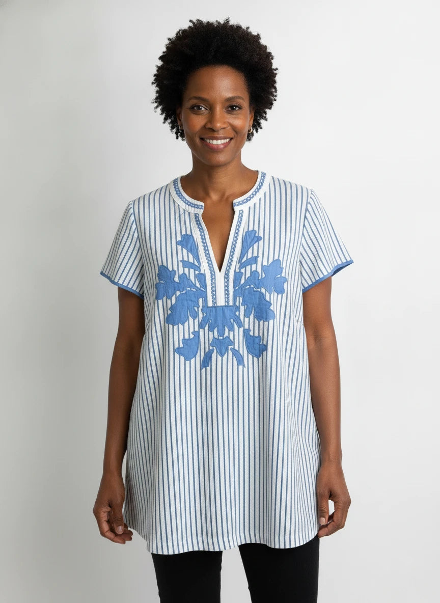 UMGEE BLUE & WHITE STRIPE TOP