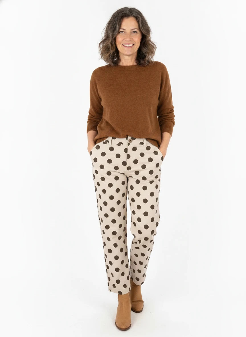 JODIFL BROWN POLKA DOT PANTS