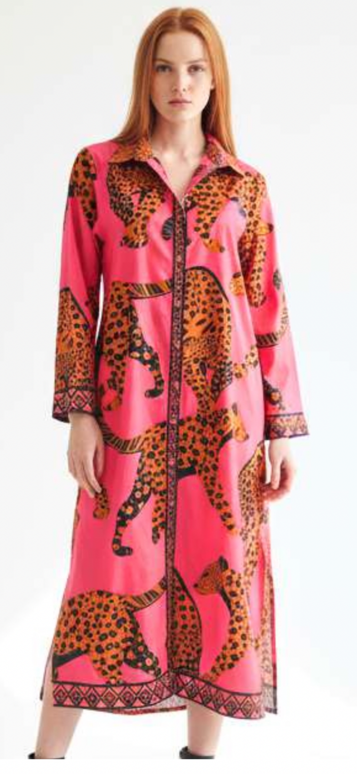 MAUDE VIVANTE ELIZA PINK LEOPARD DRESS