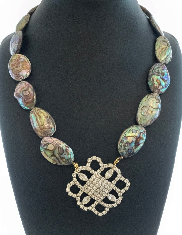 MADE IN THE DEEP SOUTH CRYSTAL AND ABALONE BEAD NECKLACE