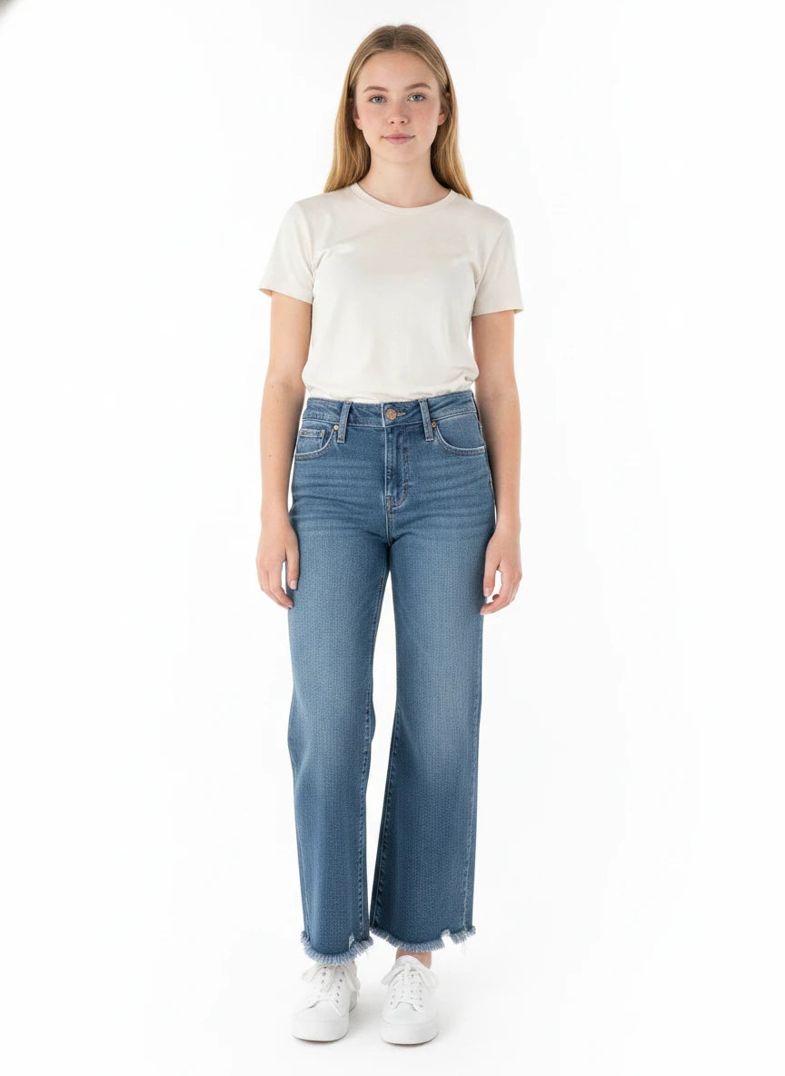 RISEN MID-RISE CROP STRAIGHT JEAN STRETCHY