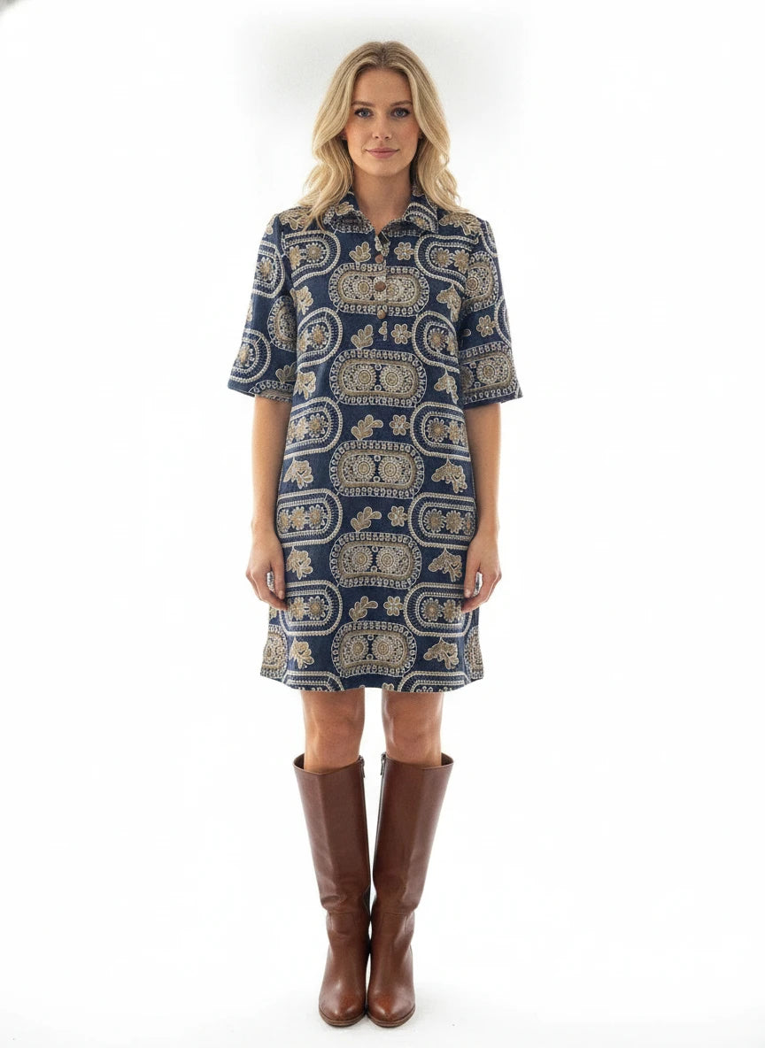 BOHO CHIC DAZZLE 'EM DENIM DRESS
