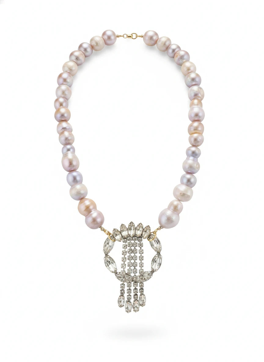 MADE IN THE DEEP SOUTH 1940's PENDANT on BAROQUE PEARLS NECKLACE