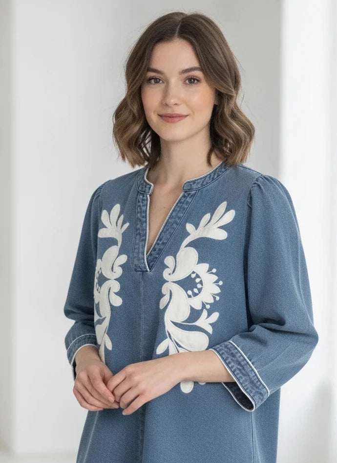 JODIFL DENIM BAROQUE TOP