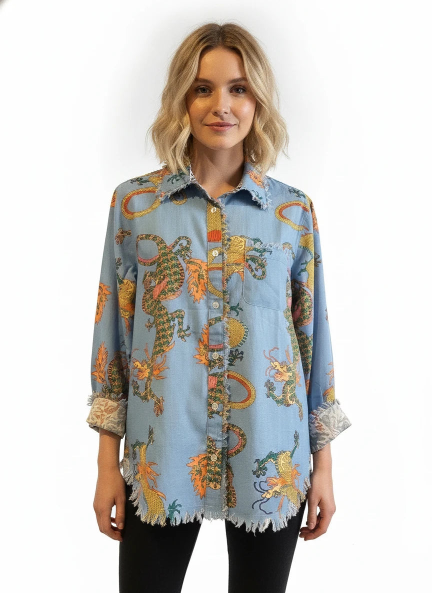 DIZZY LIZZIE Cape Cod Blue Dragon Top