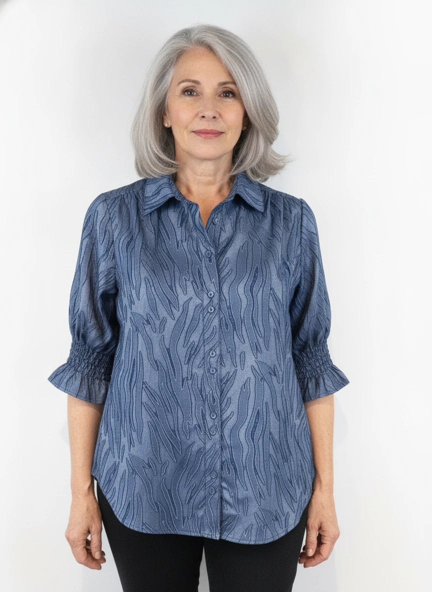 BOHO CHIC BLUE SWIRL TOP