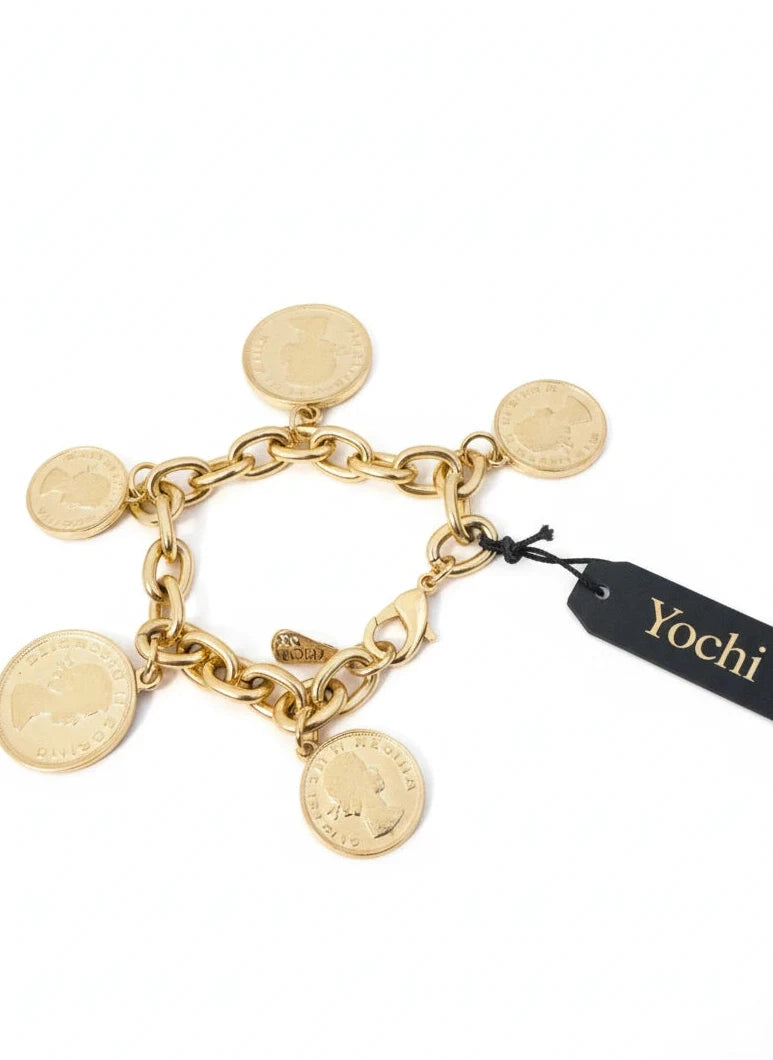 YOCHI GOLD COIN CHARM BRACELET