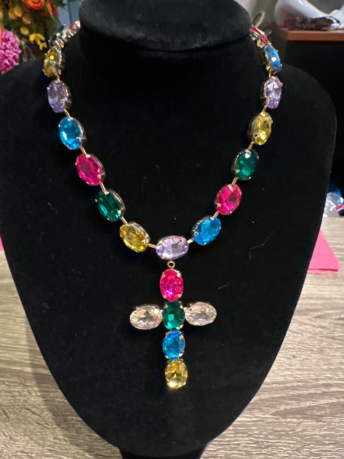 RAINBOW RADIANCE CROSS NECKLACE