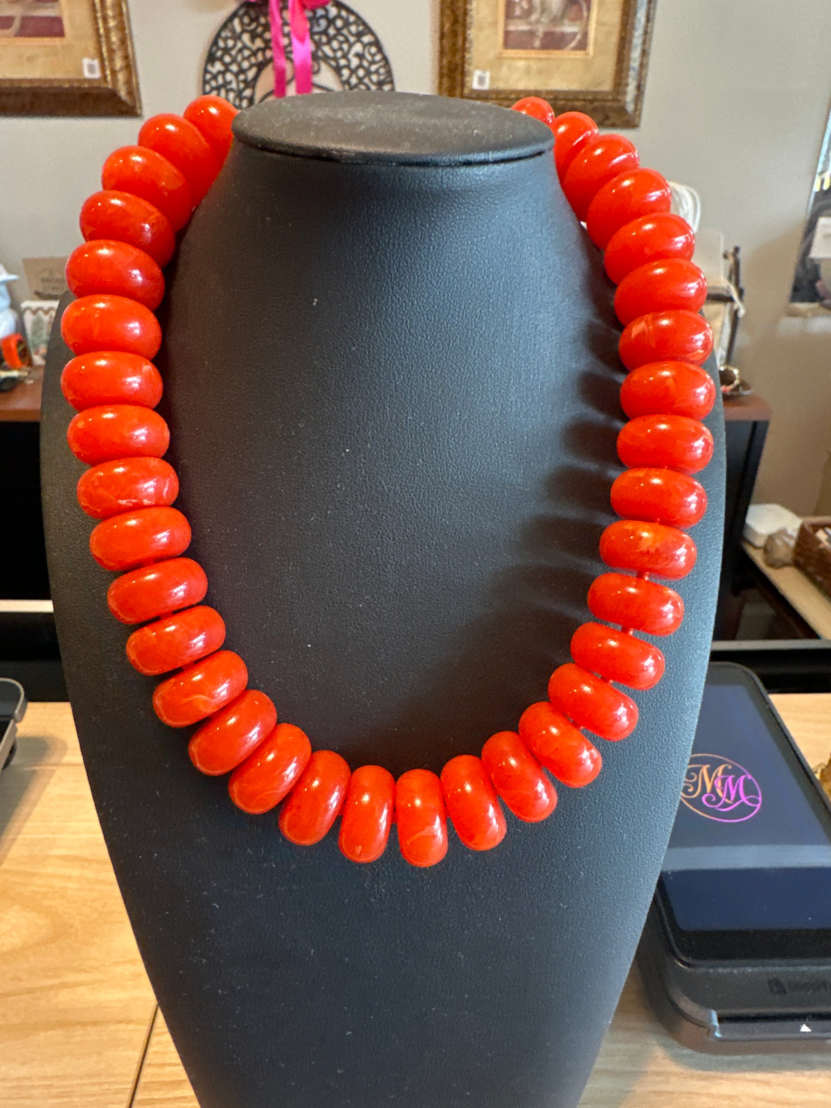 CAROLINE HILL PIPESTONE MARBLE BEADED NECKLACE