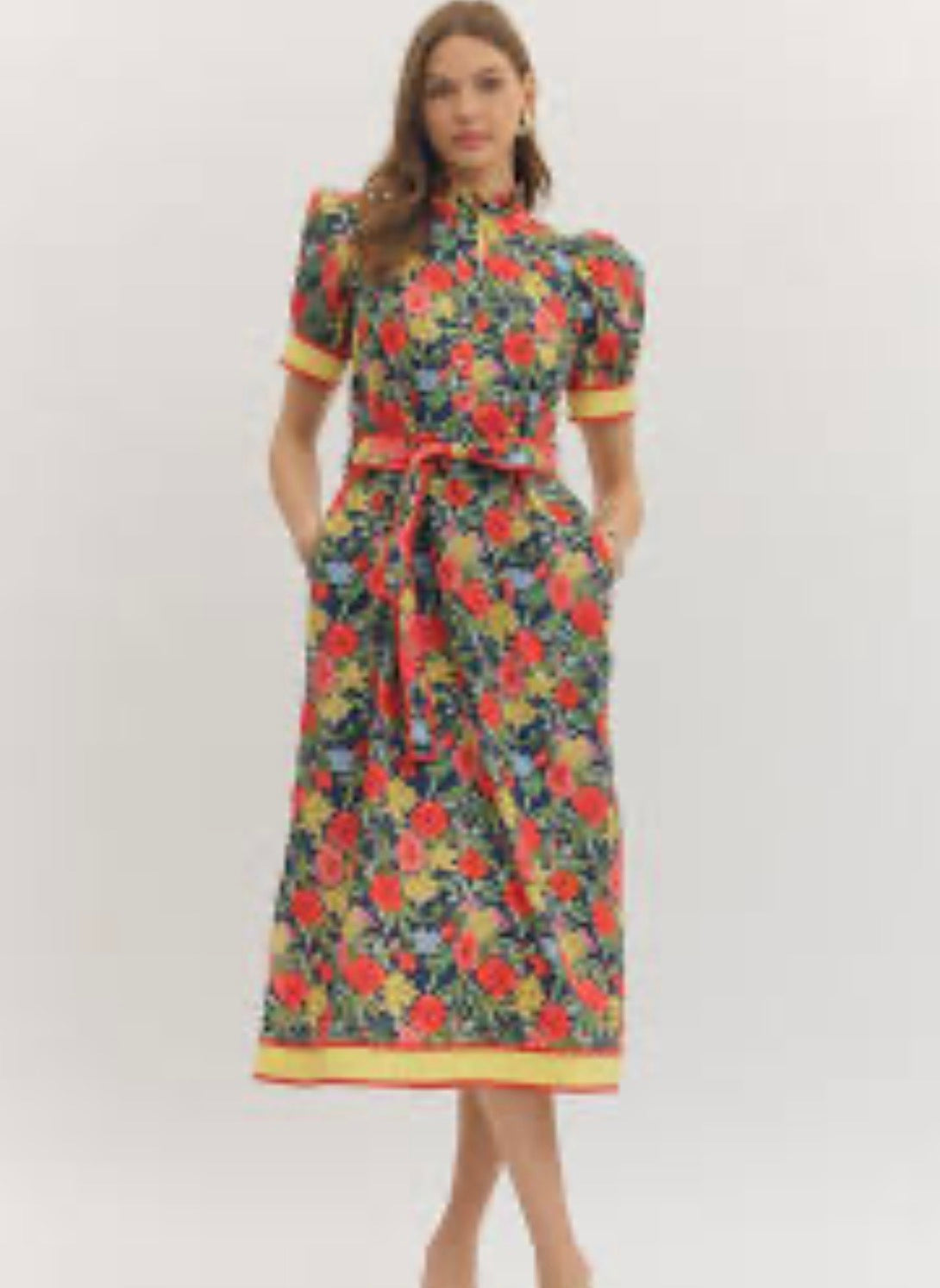 ENTRO NAVY RED FLORAL PRINT Dress