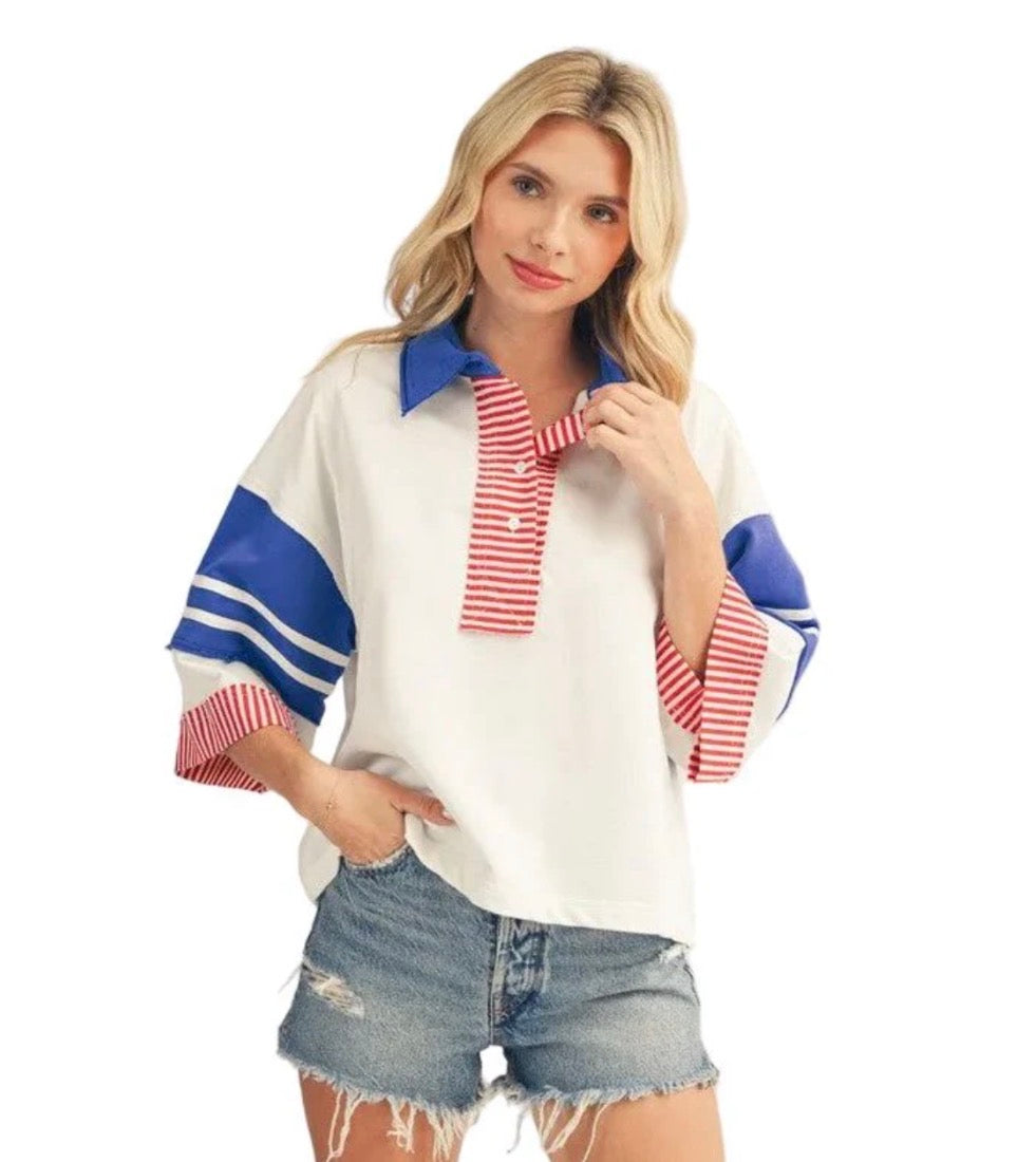 JODIFL RED WHITE & BLUE TOP