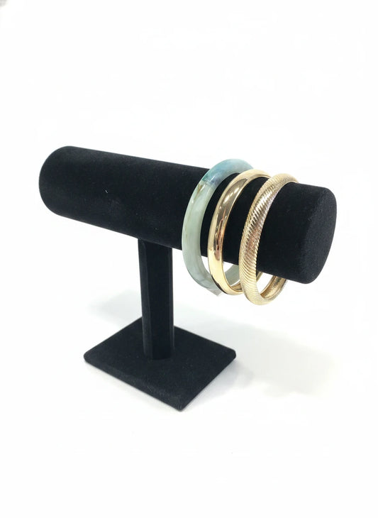 ACRYLIC GOLD & SAGE BANGLES SET OF 3