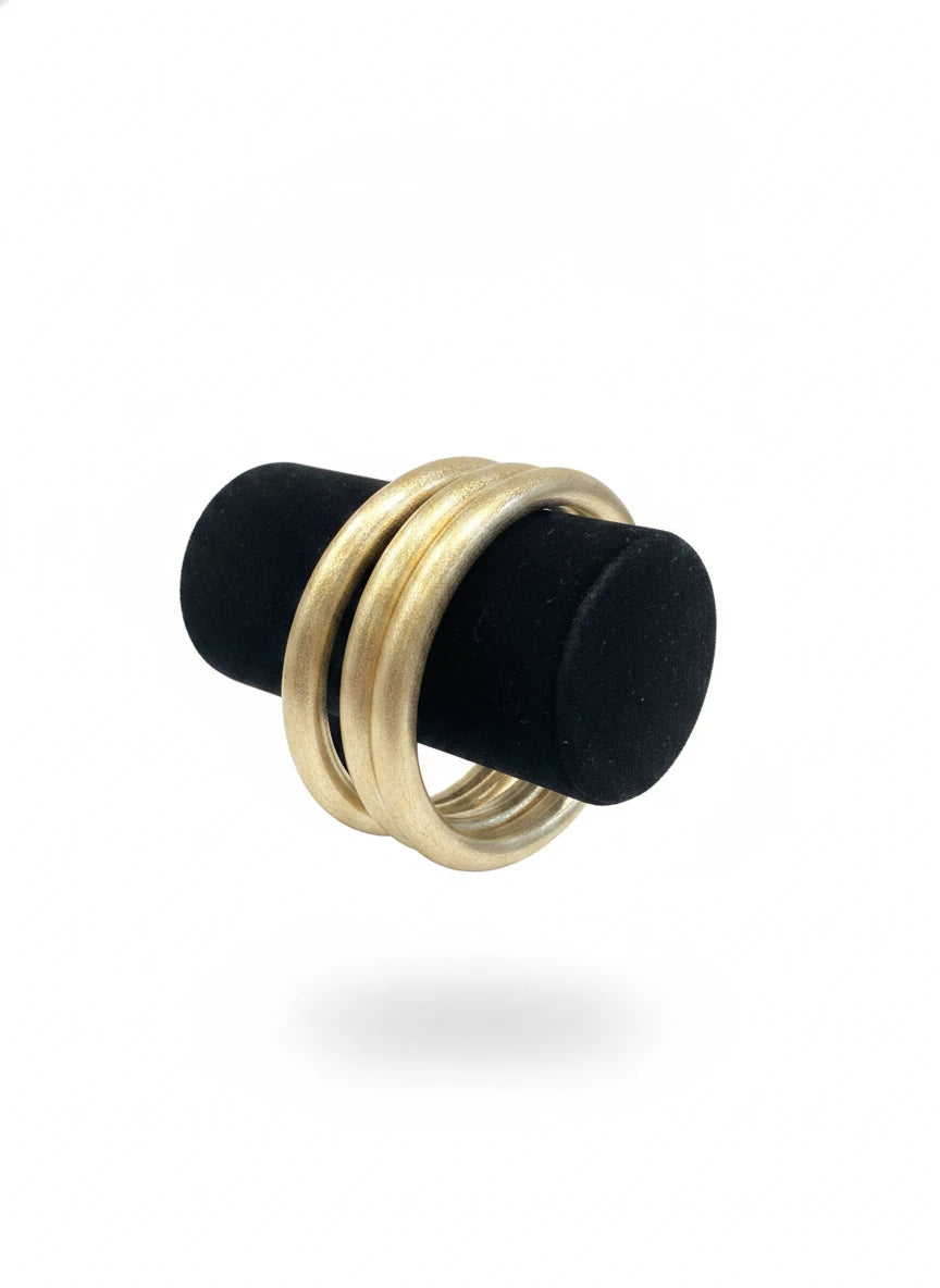 MATTE GOLD METAL TUBED SET OF 3 BANGLE BRACELETS