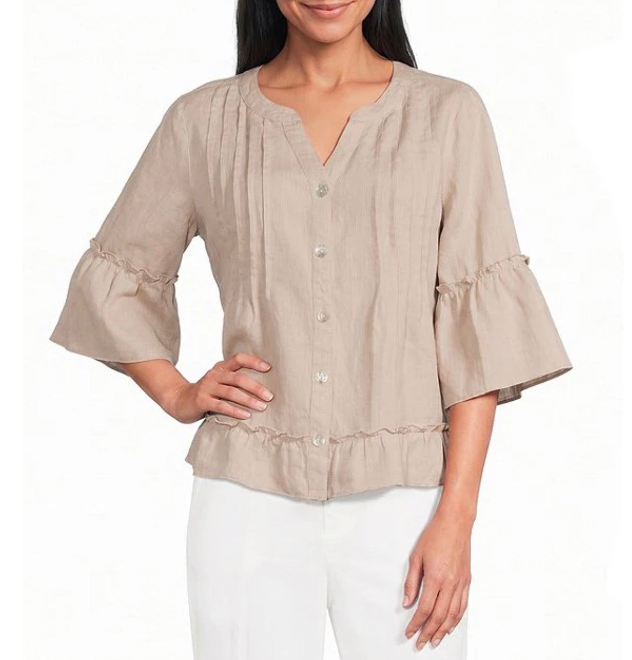 JOHN MARK Pleated Front Top
