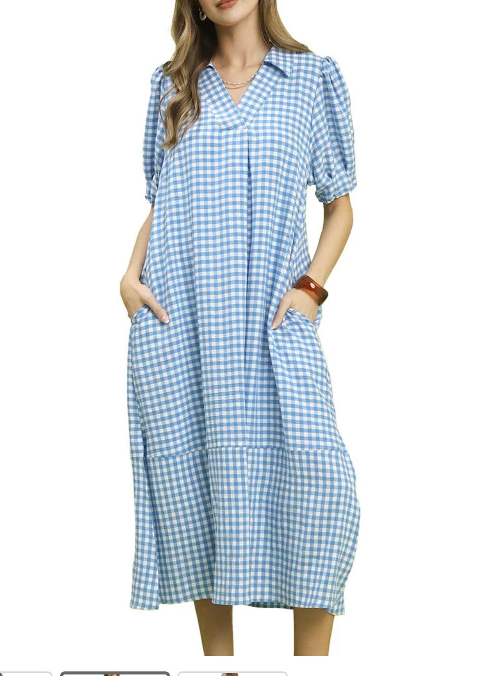 UMGEE BLUE & WHITE GINGHAM DRESS