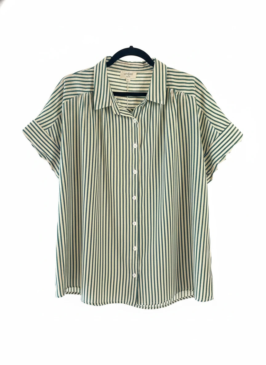 UMGEE GREEN & WHITE STRIPE TOP