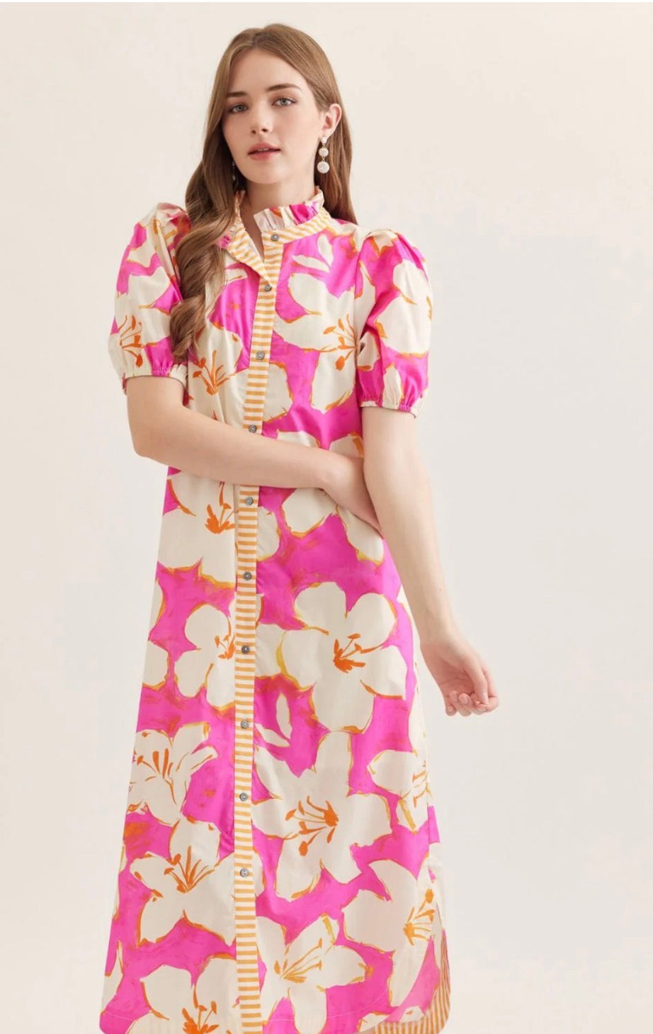 ENTRO ORANGE & PINK FLORAL DRESS
