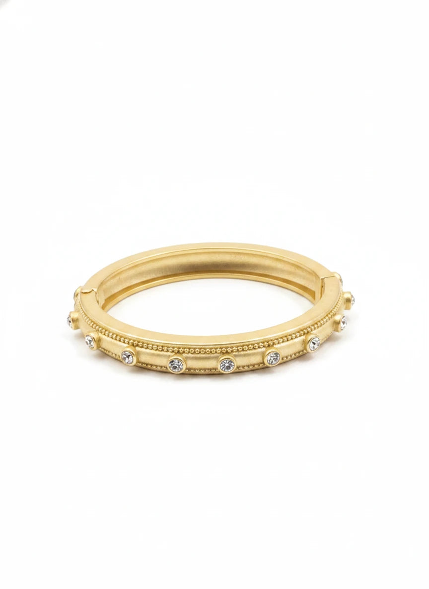 MATTE GOLD HINGED RHINESTONE BRACELET