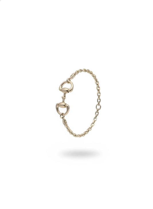 MATTE GOLD METAL HORSE BIT CHAIN LINK BRACELET