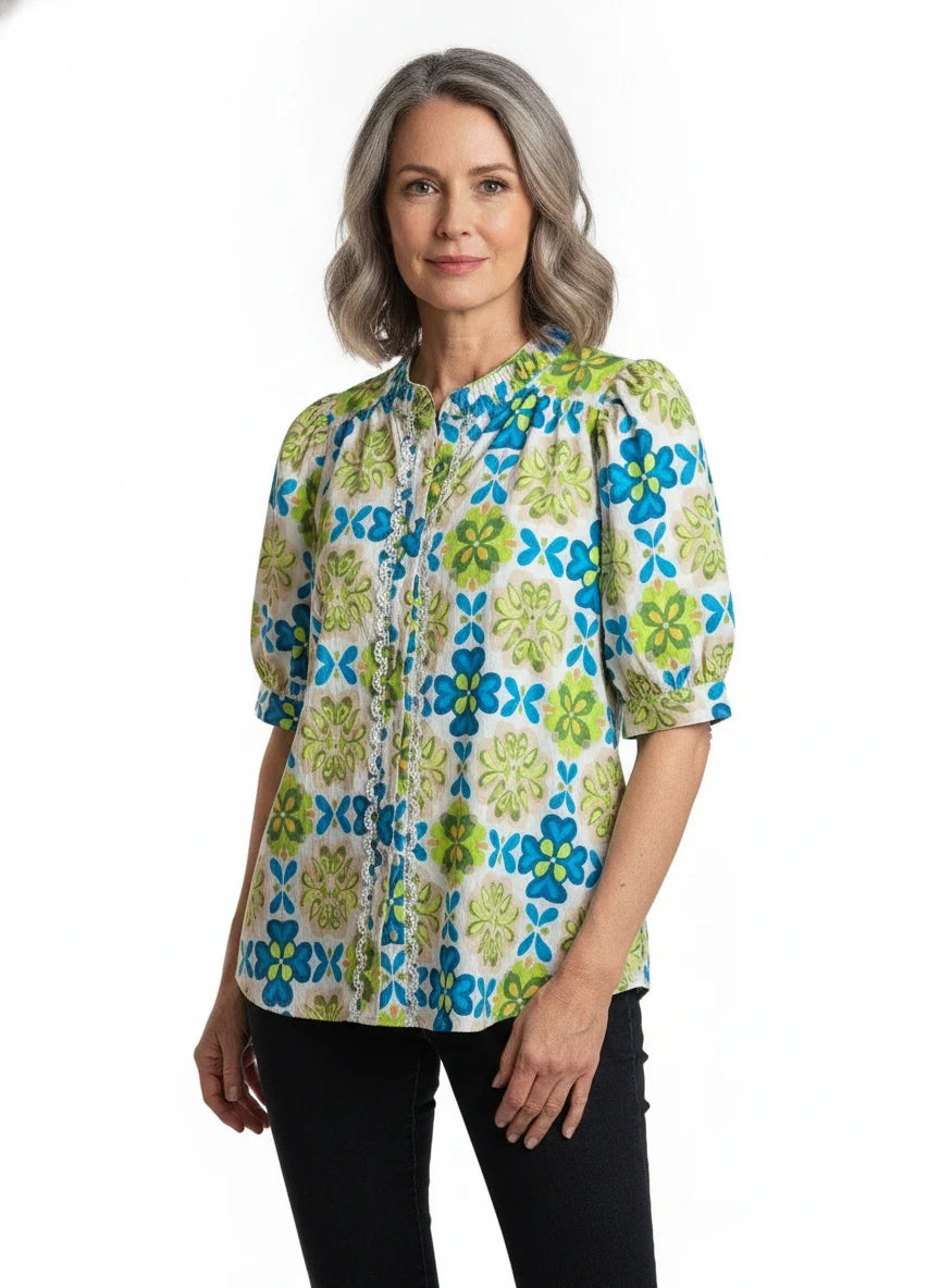 GIGIO LIME GREEN AND WHITE TOP
