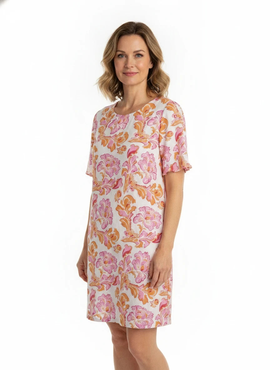 GIGIO PINK & ORANGE FLORAL DRESS