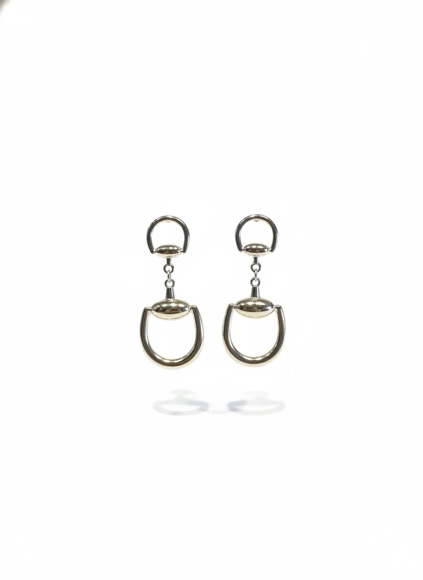 GOLD & SILVER HORSE BIT STUD EARRINGS