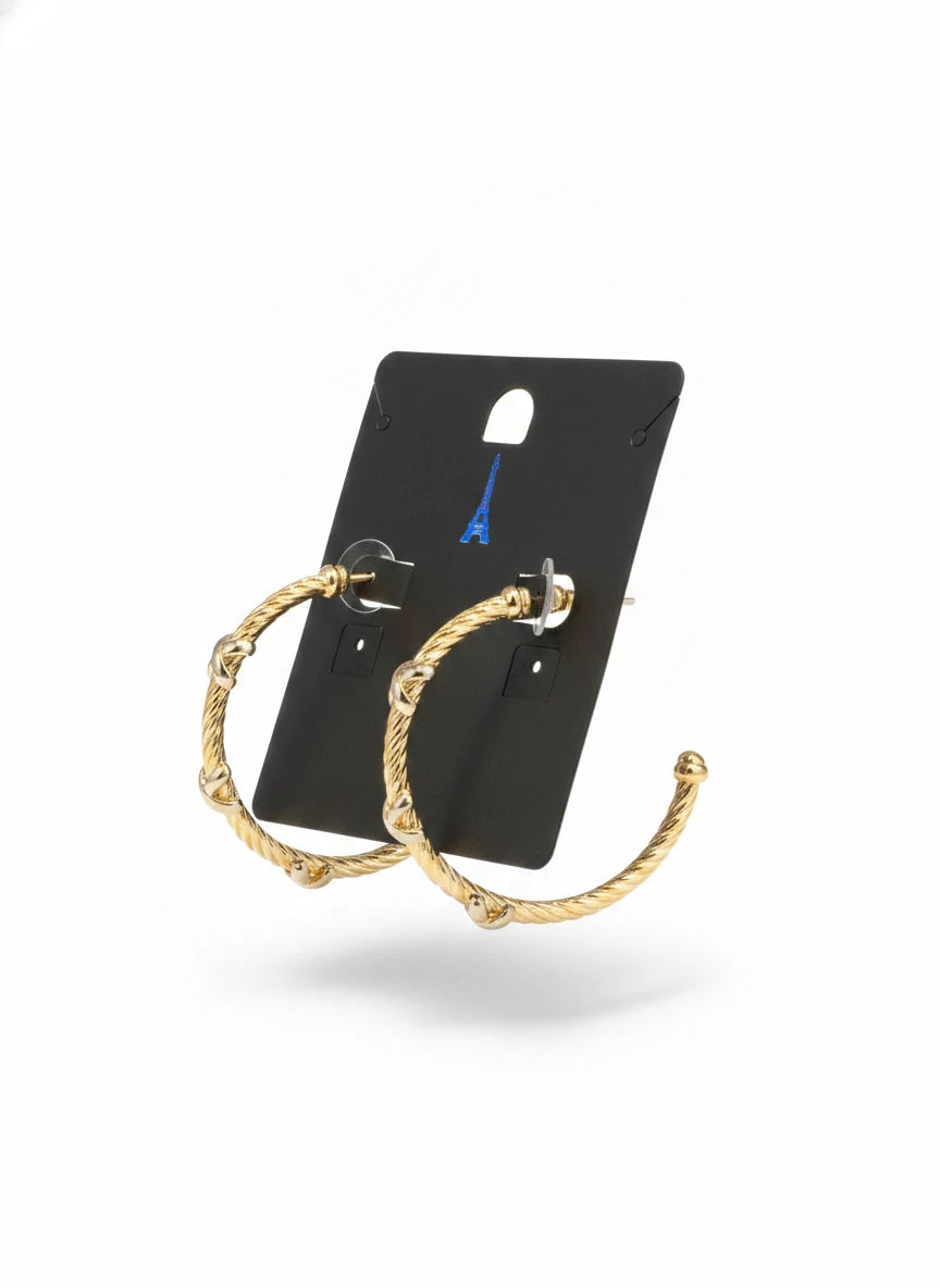GOLD WIRED SILVER HOOP EARRINGS