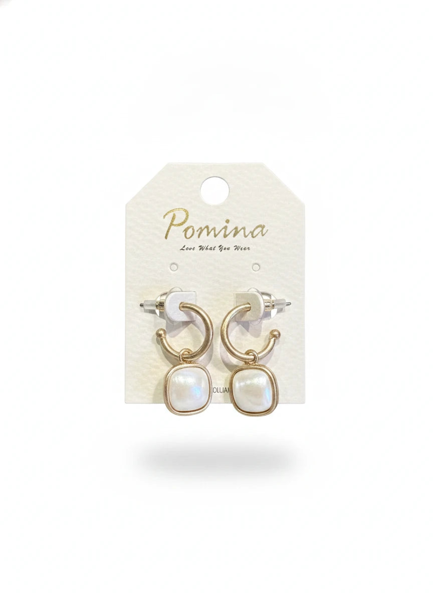 GOLD HOOP WITH PEARL DROP EARRINGS