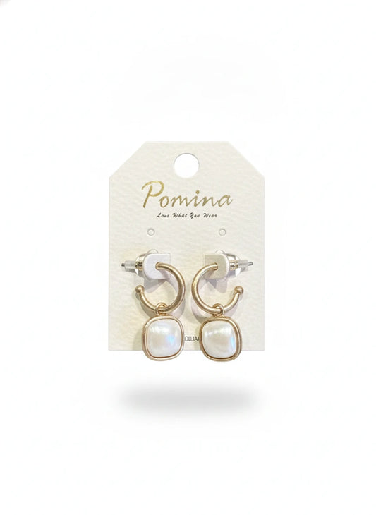 GOLD HOOP WITH PEARL DROP EARRINGS