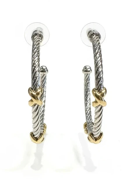 SILVER WIRED WITH GOLD EARRING