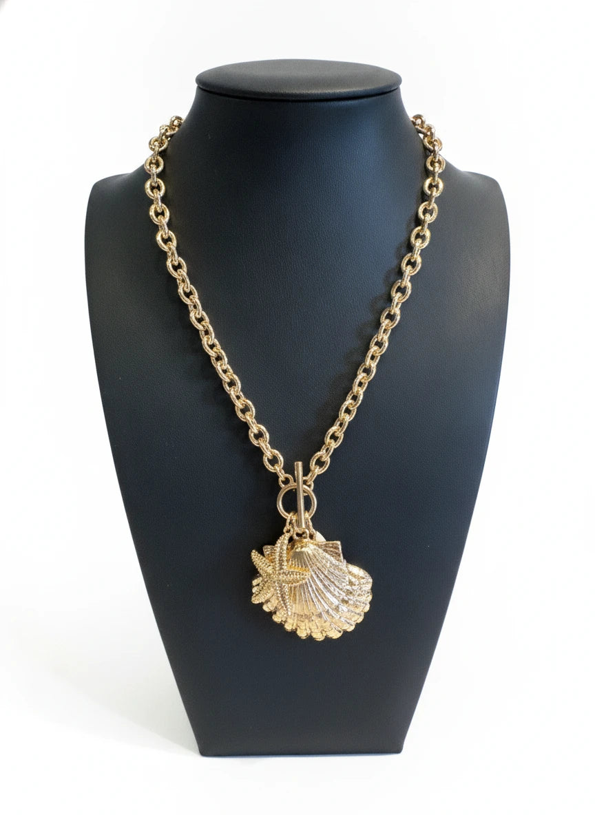 GOLD NECKLACE WITH NAUTICAL CHARMS