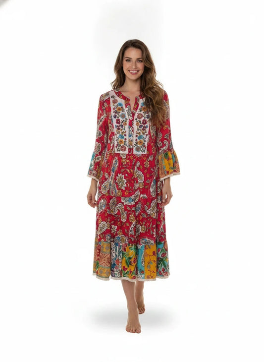 JOHN MARK FLORAL TIERED DRESS