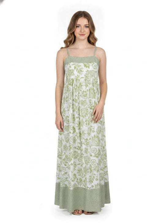 TCEC GREEN & WHITE MAXI Dress