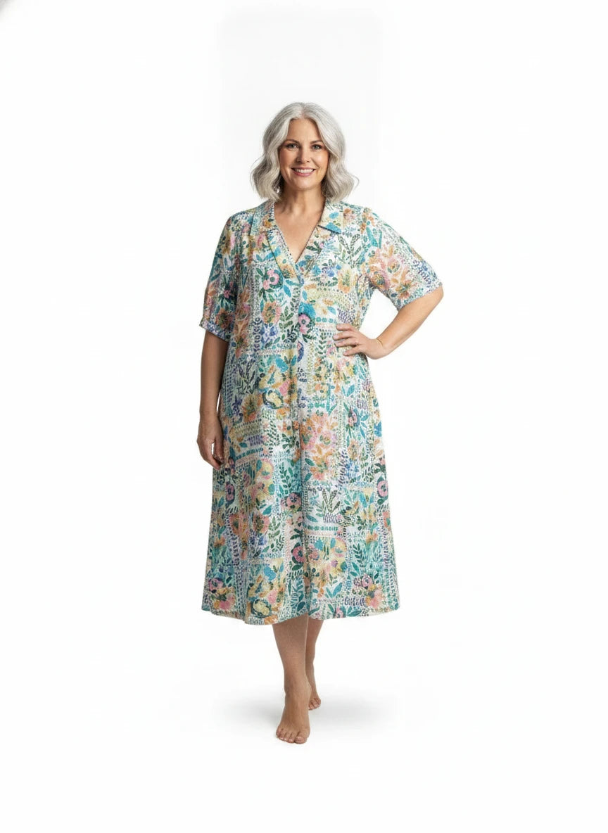 UMGEE MIXED PRINT PLUS SIZE DRESS