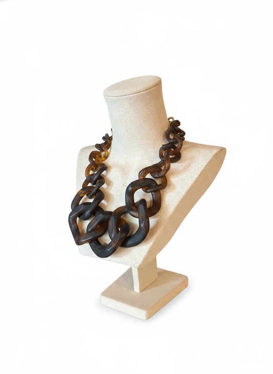 CHUNKY TORTOISE SHELL LINK NECKLACE