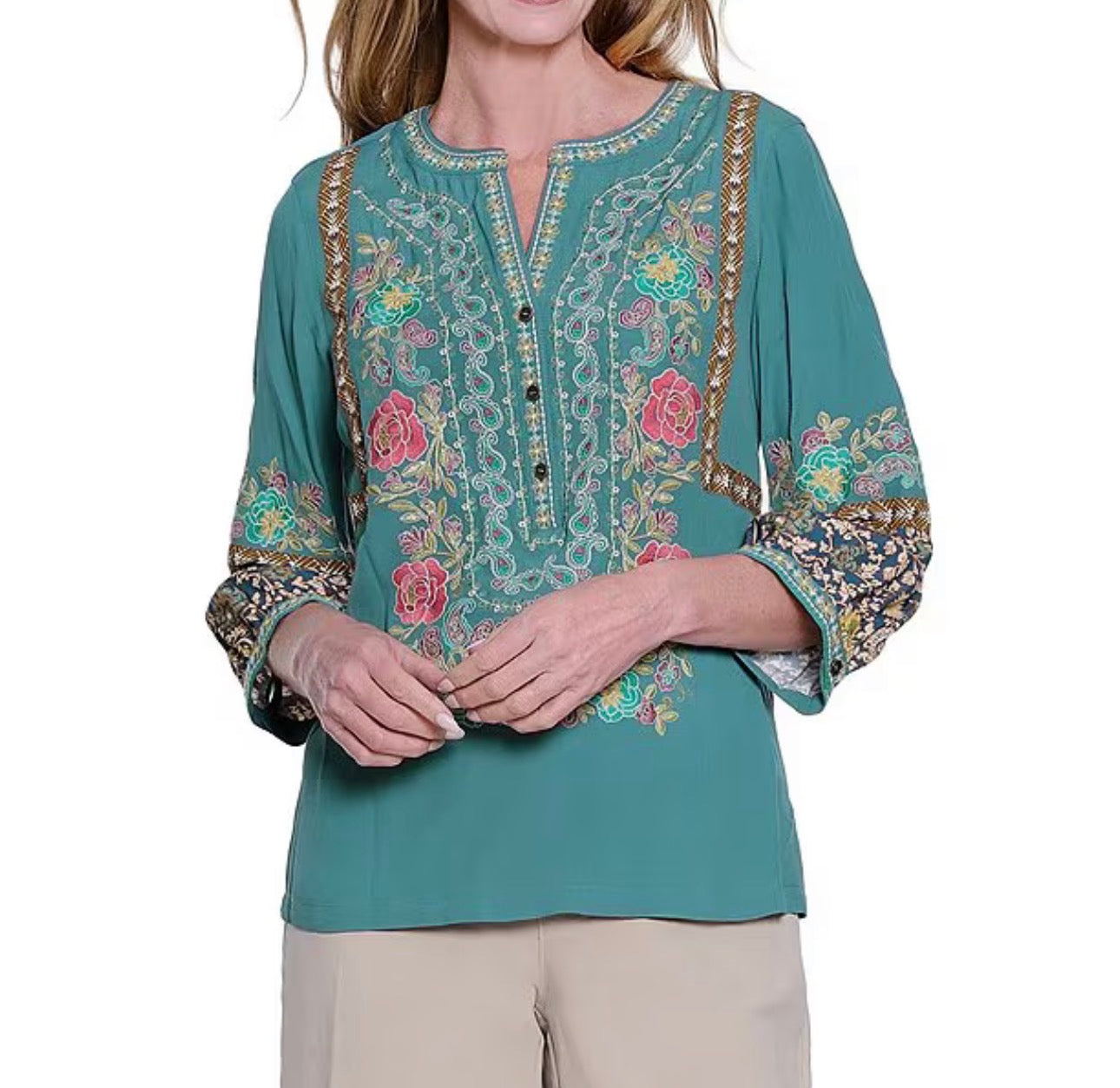 JOHN MARK TICKLE ME TEAL TOP