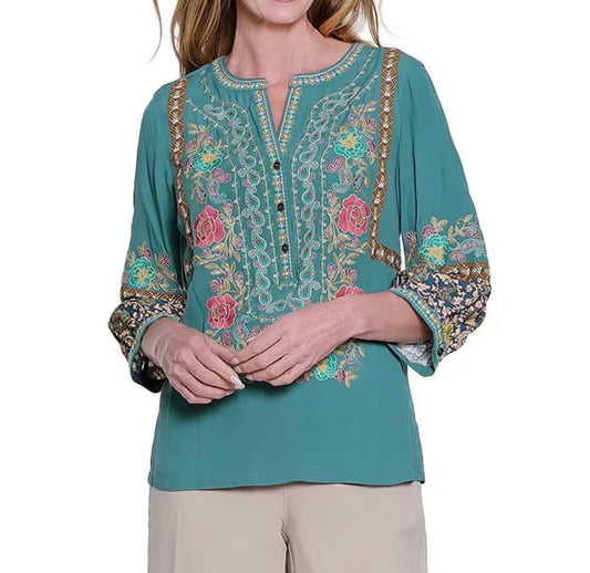 JOHN MARK TICKLE ME TEAL TOP