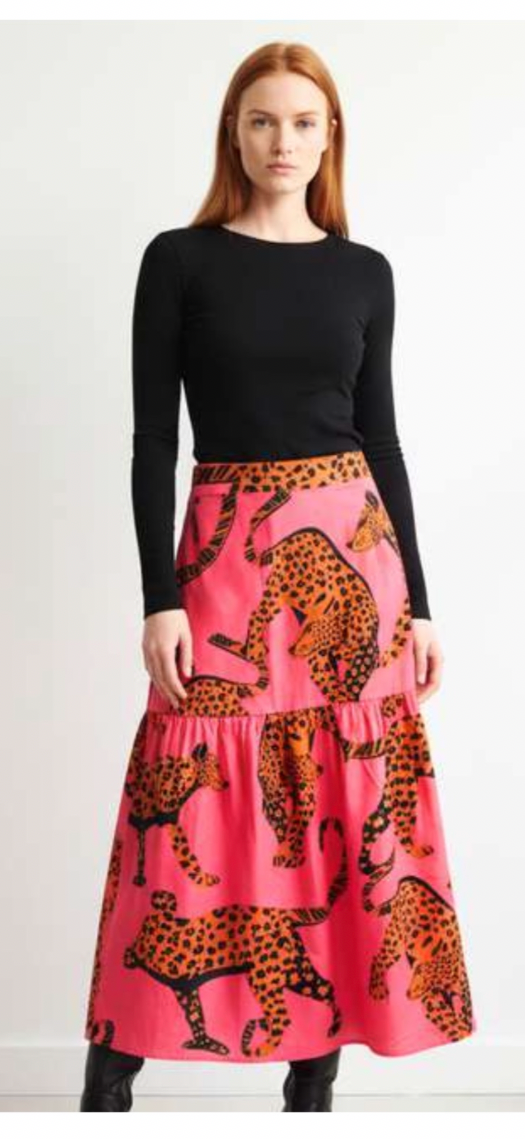 MAUDE VIVANTE ADA PINK LEOPARD SKIRT
