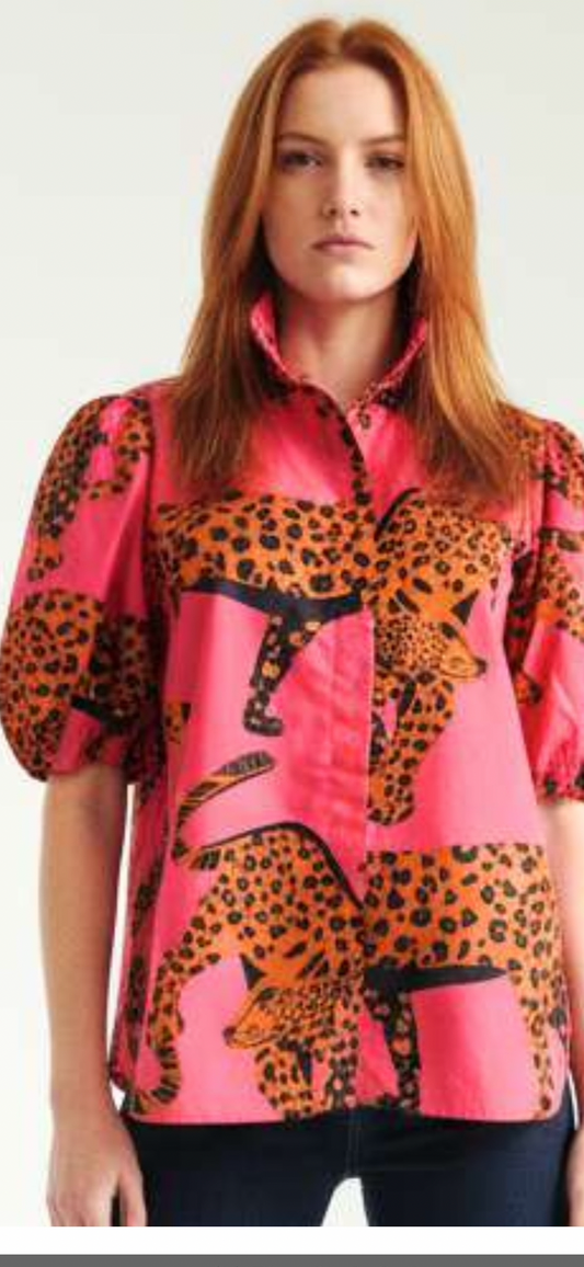 MAUDE VIVANTE PINK LEOPARD TOP
