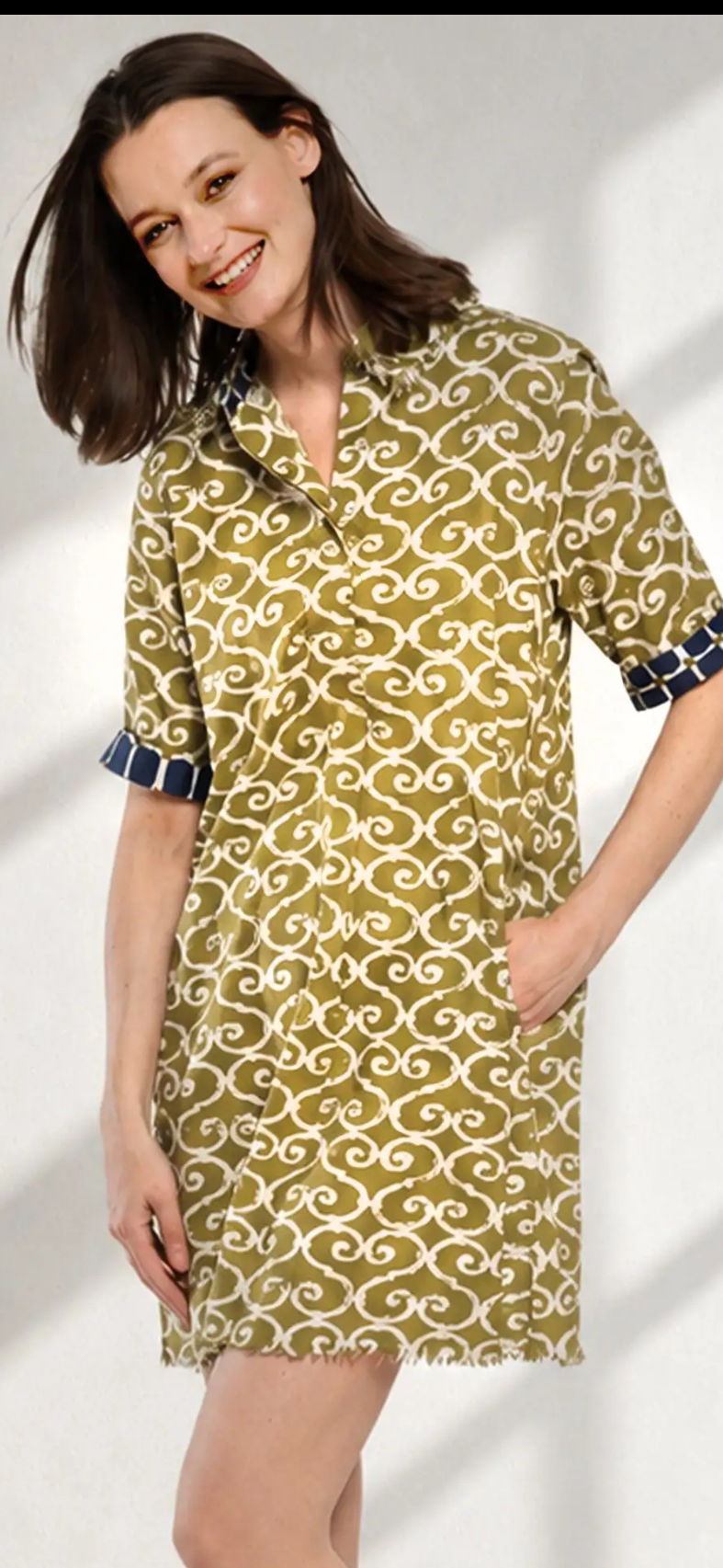 Dizzy Lizzie Chatham Green Ivory Swirl Dress