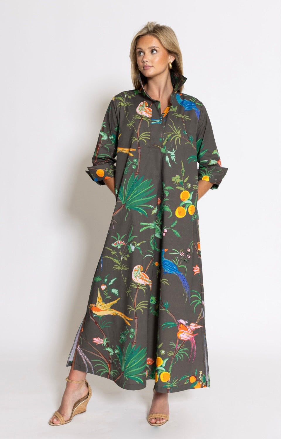 HOUSE OF MBR FEATHER FROLIC LONG SHIRT DRESS