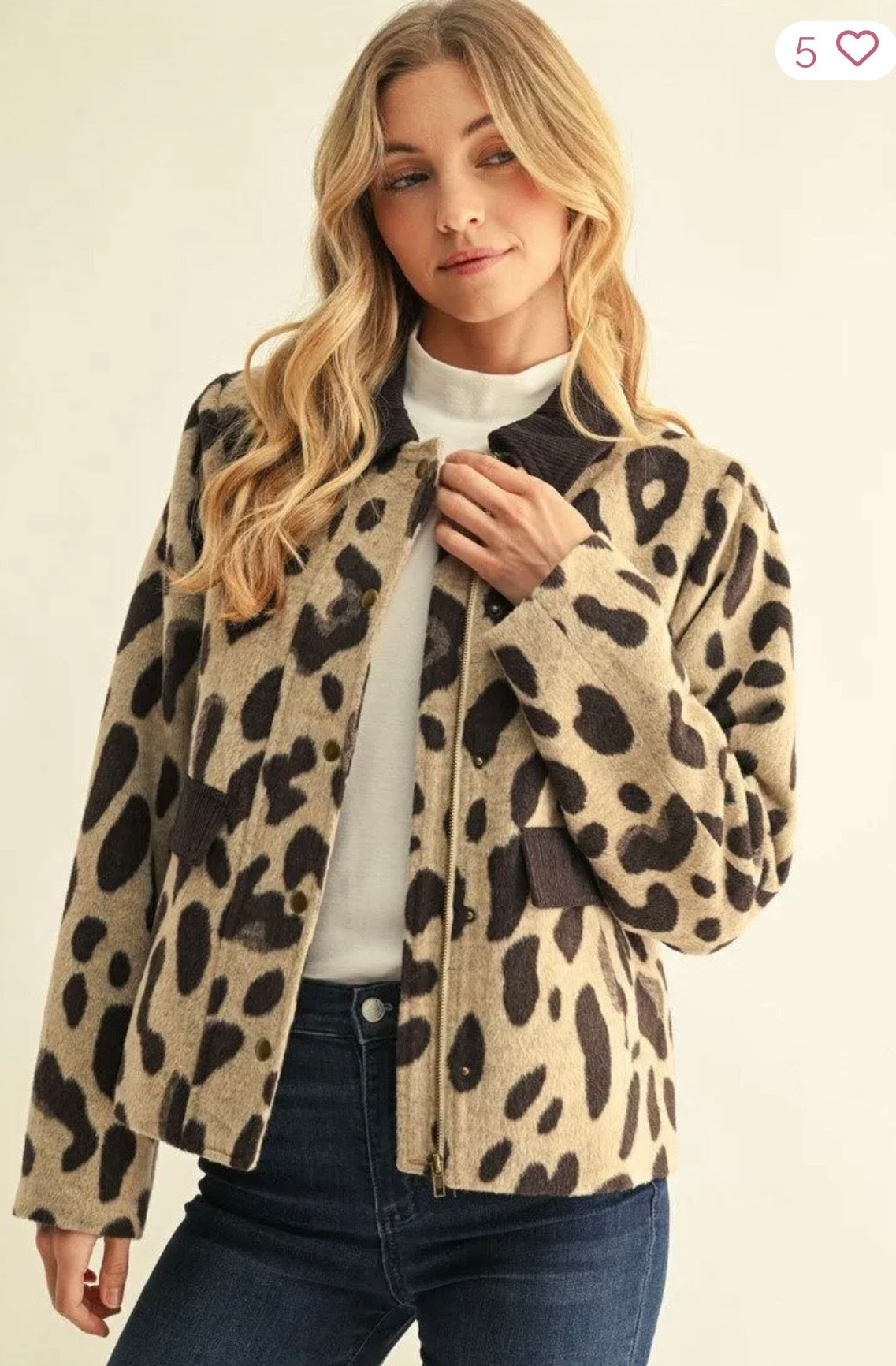 JODIFL OATMEAL ANIMAL PRINT JACKET