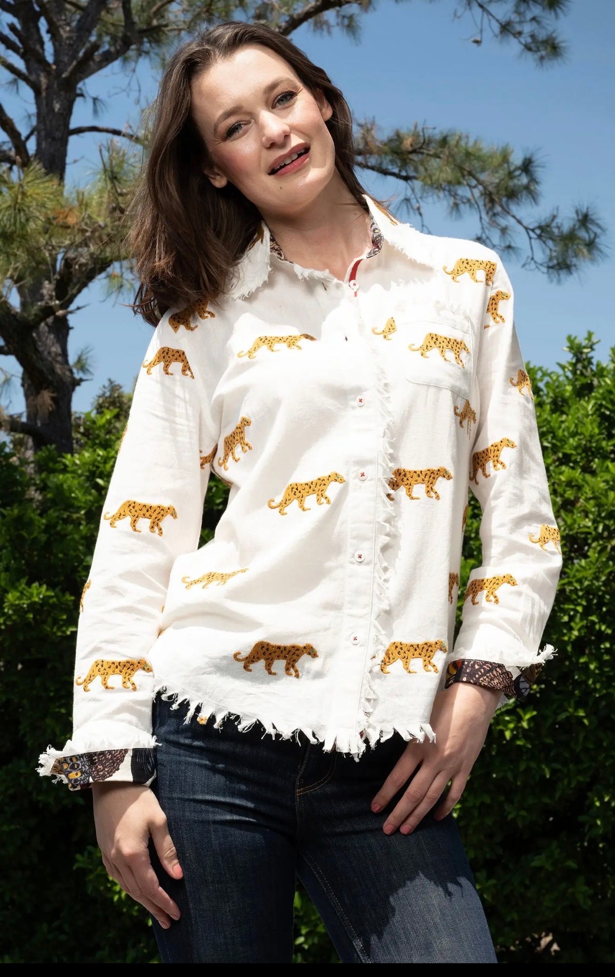 DIZZY LIZZIE CAPE COD IVORY with CHEETAH EMBR TOP