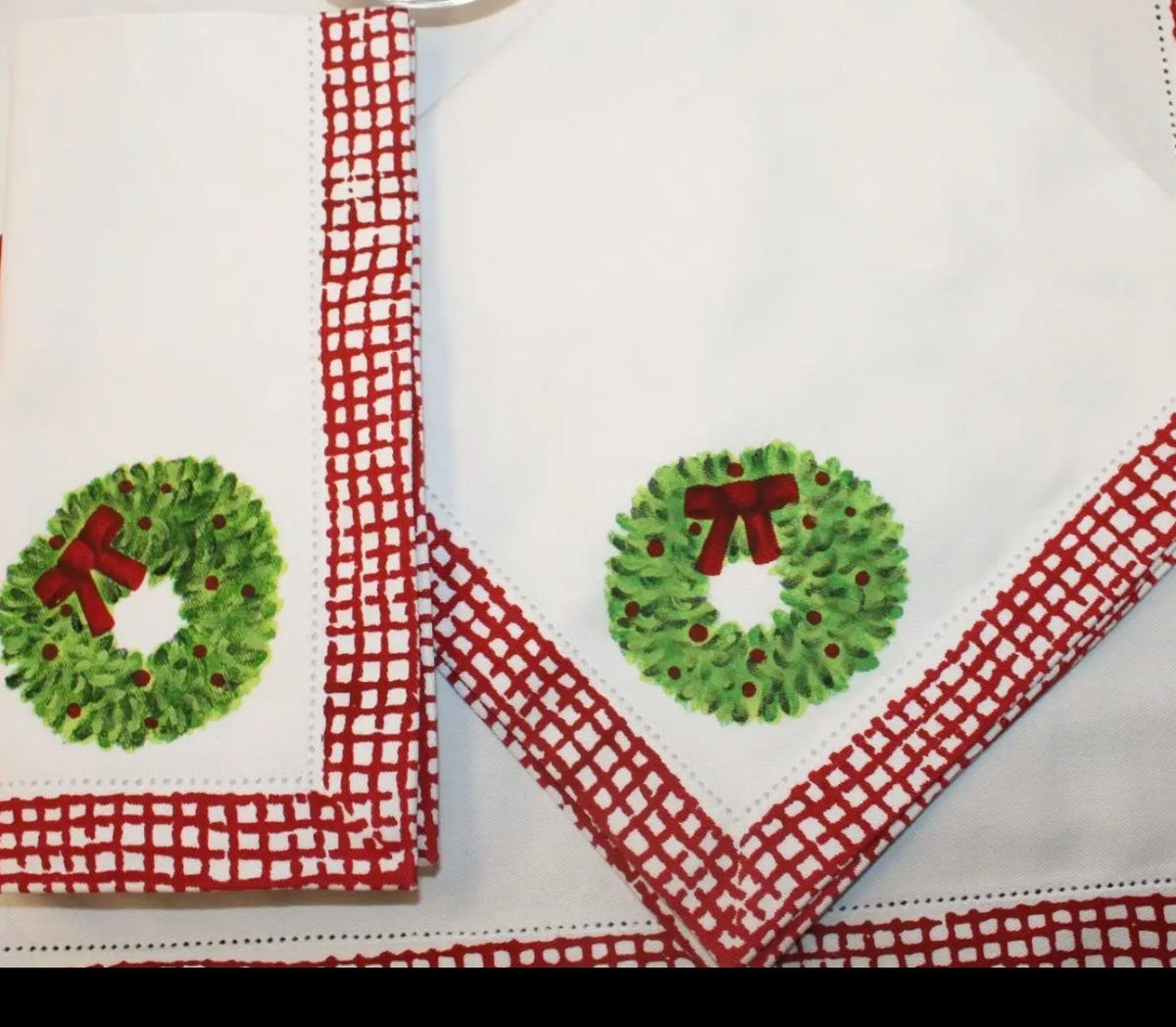 HANDPAINTED CLOTH CHRISTMAS DINNER NAPKINS
