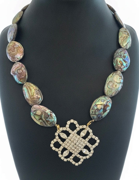 MADE IN THE DEEP SOUTH CRYSTAL AND ABALONE BEAD NECKLACE