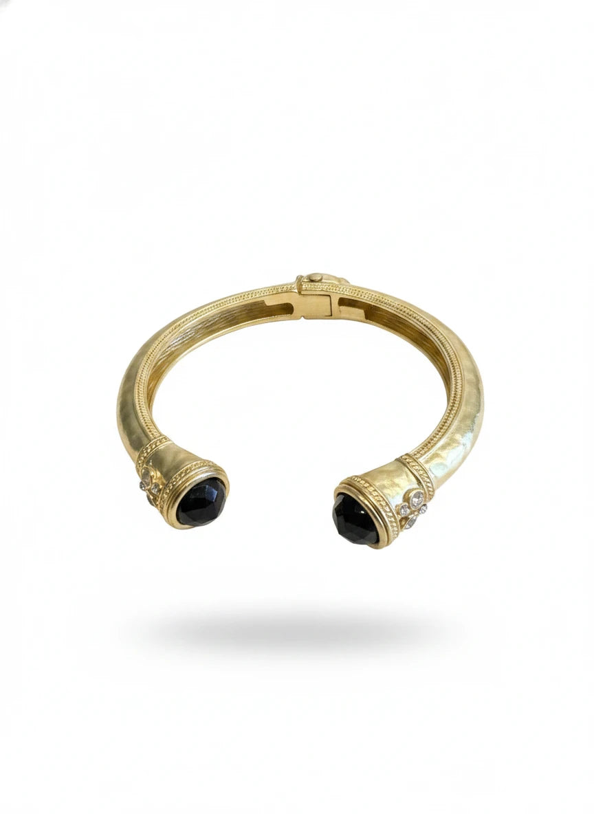 CUFF BRACELET with BLACK CRYSTAL ACCENTS